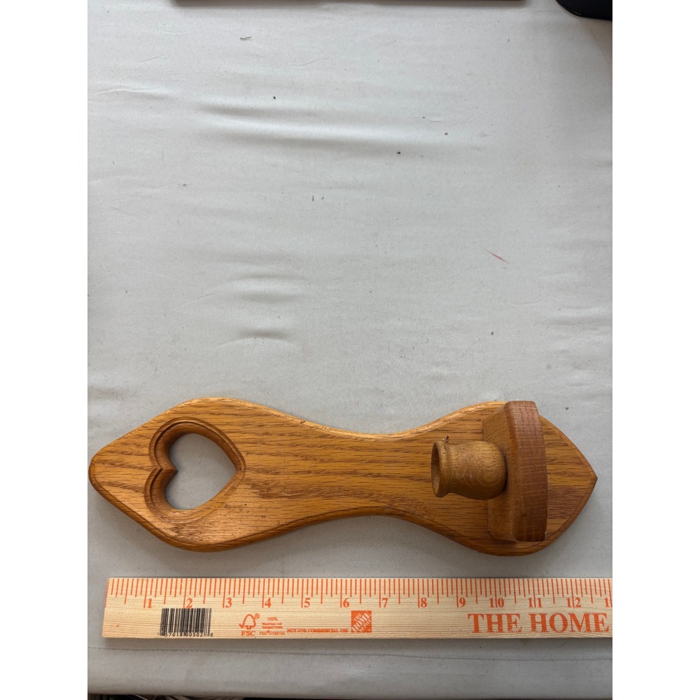Charles W Kellogg Jr Handcrafted Oak Wood Heart Wall Sconce Candle Holders Pair